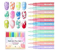 Ensemble de stylo à ongles, marqueur de vernis à ongles,Couleurs vibrantes séchées rapidement le stylo à pointe fin pour la peinture de graffitis à ongles | 12x Polish Sticks Liquid, outil de doublure