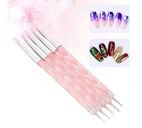 Ensemble de Stylo de Sculpture à Nail Art à Deux Extrémités avec Conseils en Silicone pour la Peinture et les Points de Gel - Kit d'outils de Manucure de 5 Pièces en Rose (PINK)