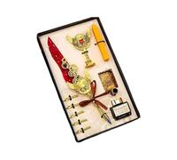 Ensemble de stylo plume à plumes - Coffret cadeau - Kit de cachet de cire - Kit d'écriture pour calligraphie - Fournitures artistiques pour étudiants - Calligraphie - Cire de trempage pour l'écriture
