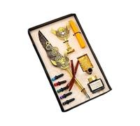 Ensemble de stylo plume à plumes - Coffret cadeau - Tampon de cire pour calligraphie - Fournitures d'art pour étudiants - Calligraphie - Sceau de cire pour l'écriture