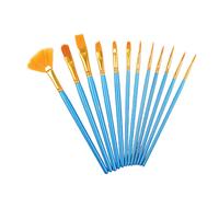 Ensemble De Stylos À Aquarelle, 12 Pièces, Tige Bleue Nacrée, Éventail En Laine De Nylon, Pinceau À Huile, Bricolage, Brosse Acrylique