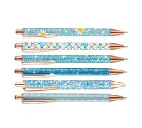 Ensemble De Stylos À Bille - 6 Pièces D'instruments D'écriture À Motif De Dessin Animé En Métal | Fournitures De Papeterie Scolaire Et De Bureau À Encre Lisse | Lignes De Précision À Séchage Rapide