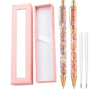 Ensemble De Stylos À Bille Rétractables En Métal Avec Motif Floral - Recharges D'encre Noire - Coffret Cadeau Pour Lecteurs