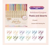 Ensemble De Stylos À Dessin Multicolores Avec Pointe De Pinceau Souple,Interconnexion Vintage,Lettrage,Marqueur D'art,Calligraphie,Peinture,Fournitures D'art,Document,24/3 - Type 12 Retro Color