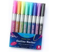 Ensemble de stylos à Double ligne 8 couleurs, surligneur de couleur métallique, stylo marqueur magique pour Art peinture écriture fournitures scolaires