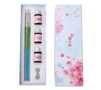 Ensemble De Stylos À Encre En Verre De Cristal, 1 Ensemble De Stylos À Encre En Verre De Cristal, Signature, Stylo Dip À Bonne Absorption D'encre Pour Amis