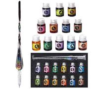 Ensemble de stylos à encre en verre, stylos à encre pour calligraphie, ensemble de stylos et d\'encres de calligraphie en cristal