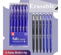 Ensemble de stylos à Gel effaçables rétractables de 0.5mm, avec recharges, encre Gel noire et bleue, gomme intégrée, fournitures de bureau, Kit de papeterie d'examen 20 x Black Refills