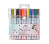 Ensemble de stylos à ongles - Marqueurs de dessin pour art, kit d'outils de conception de précision | Stylos d'illustration d'ongles à séchage rapide, douze nuances, avec pointe Ultra Fine de 03m