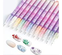 Ensemble de stylos à ongles, marqueurs d'ongles - 12 couleurs Kit de peinture à la manucure sec rapide - Point de pointe fin Point de pointeur Paute de doublure pour fleurs, graffitis papillons