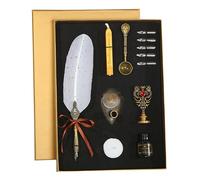 Ensemble De Stylos À Plume Rétro, Bouteille D'encre Vide, Calligraphie, Plume, Écriture, Trempage, Sceau, Cuillère À Cire, Boîte Cadeau D'anniversaire Avec 5 Plumes