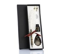 Ensemble De Stylos À Plumes, Calligraphie Vintage, Poignée En Cuivre, Pointe De Stylo En Acier Inoxydable, Encre D'écriture, Plume, Boîte Cadeau