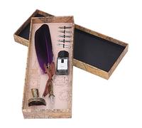 Ensemble de Stylos à Plumes, Stylo à Plume Vintage avec 5 Plumes, Porte-stylo à Bouteille D'encre Vide pour les Amateurs de Calligraphie(Violet)