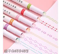 Ensemble De Stylos À Surligneur En Forme De Ligne Multicolore 6 Pièces,Pointe À Roulettes,Marqueur De Courbe,Papeterie Scolaire,Stylo D'art Graffiti - Type 6colors Curve Pen C