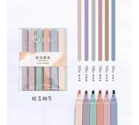Ensemble De Stylos À Tête Souple Pour Documents,Surligneur Kawaii,Marqueur Macaron Morandi,Peinture,Notes D'art,Fournitures Scolaires Spéciales - Type Sweet-Set