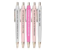 Ensemble de stylos amusants - Stylos à bille sarcastiques amusants | Lot de 5 stylos quotidiens | Stylo à encre | Fournitures de papeterie | Stylos pour femmes | Stylos sarcastiques | Écriture, dessin