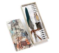 Ensemble de stylos, costume d'écriture rétro en métal avec crayon et bouteille d'encre en verre, cadeau de calligraphie classique pour les couples, les personnes âgées, les (Verte)