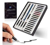 Ensemble De Stylos De Calligraphie Pour L'art,L'écriture De Stylo,La Police De Fleur Gothique,Le Dessin De Croquis Anglais,2 Stylos Plume,5 Plumes,16 Encres,25 Pièces