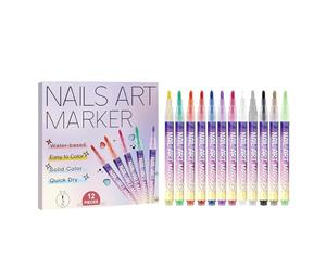 Ensemble de stylos de Nail Arts de 12 couleurs, 2025 nouveaux marqueurs de Nail Arts pour ongles en gel, stylos de vernis à ongles de 0,5 mm imperméables et à séchage rapide