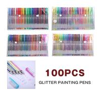 Ensemble De Stylos De Peinture En Gel Métallique, 100 Pièces, Artisanat D'Art Classique, Couleur Néon, Paillettes, Pour Coloriage, Journaux, Dessin, Peinture, Gribouillage, Nouvelle Collection