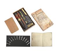 Ensemble de stylos d'écriture, cadeau de style britannique rétro, design élégant avec porte-stylo sculpté en métal et motif rose, comprend un stylo plongeur droit, un (SP248031R plume grise à tête