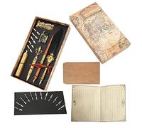 Ensemble de stylos d'écriture, cadeau de style britannique rétro, design élégant avec porte-stylo sculpté en métal et motif rose, comprend un stylo plongeur droit, un (SP248033R Marine)