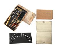 Ensemble de stylos d'écriture, cadeau de style britannique rétro, design élégant avec porte-stylo sculpté en métal et motif rose, comprend un stylo plongeur droit, un (SP248035R vert foncé)