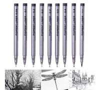 Ensemble De Stylos Fineliner, Ensemble De Stylos, Brosse, Aiguille, Dessin Artistique, Signature, Stylo Étanche Lnk, 9 Pièces