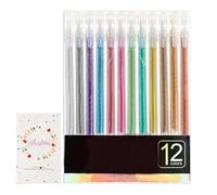 Ensemble de stylos gel à paillettes : marqueur de couleurs assorties de 12 pièces, outil d'écriture lisse, outil d'écriture brillant | Fournitures d'art portables faciles à utiliser pa
