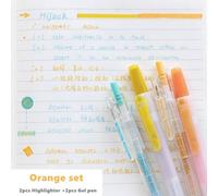 Ensemble De Stylos Gel À Surligneur De Couleur,4 Pièces,Style Ins,Marqueur Rétro Coloré Pour Le Dessin,Mise En Évidence,Bureau,École,A6853 - Type Orange Set