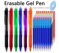 Ensemble de stylos gel effaçables premium, correction facile, comprend des recharges noires/bleues de 0,5 mm, corps de stylo lavable, fournitures scolaires et de bureau abordables (comprend 1 stylo + 