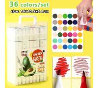 Ensemble De Stylos Marqueurs À Double Tête,Pinceau À Dessin,Surligneur Esthétique Professionnel,Fournitures D'art Scolaire Manga,168 Couleurs - Type 36 Colors Washable-A