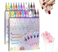 Ensemble de stylos marqueurs pour nail art 12 couleurs, marqueurs d'ongles 3D pour le nail art, pinceau de doublure pour dessin et peinture pour bricolage, outil de manucure, convient à tout 24colors