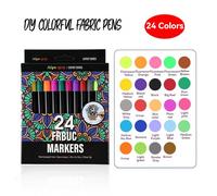 Ensemble De Stylos Marqueurs Textiles Pour Tissu,Non Toxique,Indélébile,Peinture En Continu,Stylo Marqueur Textile À Pointe Fine,12/24 Couleurs - Type 24 Colors
