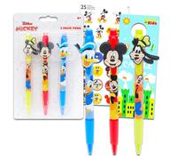 Ensemble de stylos Mickey Mouse Lot de 3 stylos bille Mickey Donald Goofy pour enfants et autocollants plus | Fournitures scolaires Mickey et