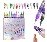 Ensemble de stylos nail art 12 couleurs, version améliorée 2025, marqueur à ongles gel, imperméable, liner, stylo à points graffiti à séchage rapide, stylo à vernis à ongles 3D, outils de peinture