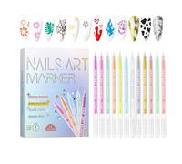 Ensemble de stylos nail-arts - Marqueurs à pointe fine, stylos à dessin à points, outils de conception de lignes | Encre à séchage rapide de 0,5 mm, assortiment de douze couleurs, précision de contrô