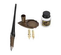 Ensemble de stylos, papeterie d'écriture rétro avec plume en acier inoxydable, coffret cadeau élégant pour camarade de classe amoureux des enseignants, stylo de calligraphie hibou (SP119001 noir