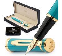 Ensemble De Stylos-Plume,Plume Moyenne Dorée 18k,Comprend 24 Cartouches D¿Encre,Convertisseur De Recharge D¿Encre&boîte-Cadeau,Finition Or,Calligraphie,[Or Turquoise]