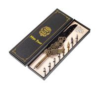 Ensemble de stylos plume vintage avec 8 plumes interchangeables pour la calligraphie et l'écriture manuscrite - Ensemble de stylos plume de style mécanique Steampunk pour les