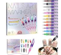 Ensemble De Stylos Pour Nail Art 12 Couleurs,Stylos Graffiti Pour Nail Art À Séchage Rapide De 0,5 Mm,Marqueur Portable Pour Nail Art,Dessin,Peinture,ensemble De Stylos(1PC)