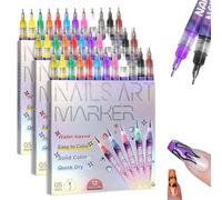 Ensemble de stylos pour nail art Hueborne 12 couleurs : stylos pour nail art DIY avec une pointe fine de 0,5 mm, adaptés pour dessiner, pointiller et peindre.(3 Sets)