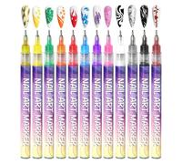 Ensemble de stylos pour nail art Hueborne 12 couleurs : stylos pour nail art DIY avec une pointe fine de 0,5 mm, adaptés pour dessiner, pointiller et peindre.(1 Set)