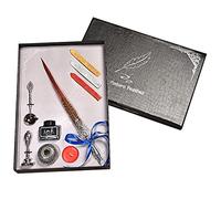 Ensemble de stylos rétro avec 5 pointes de stylo, 3 cachets de cire pour sceau, cuillère en cuivre, support de stylo pour cadeau, kit plume avec tige, embouts de rechange, sceau de cire, métal
