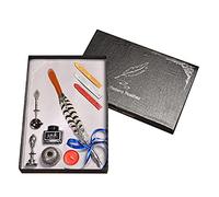 Ensemble de stylos rétro avec 5 pointes de stylo, 3 cachets de cire pour sceau, cuillère en cuivre, support de stylo pour cadeau, kit plume avec tige, embouts de rechange, sceau de cire, métal