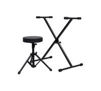 Ensemble de support de clavier et de tabouret Noir