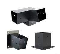 Ensemble de support de pergola en acier pour toit incliné, kit de matériel de montage mural pour tonnelle de porche de 10,2 x 10,2 cm, noir à 3 voies et unidirectionnel (C)