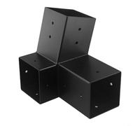 Ensemble de support de pergola en acier pour toit incliné, kit de matériel de montage mural pour tonnelle de porche de 10,2 x 10,2 cm, noir à 3 voies et unidirectionnel (A)
