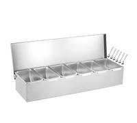 Ensemble De Supports À Épices, Adapté Au Buffet De Cuisine, Contenant D'Assaisonnement pour Ingrédients De Fruits, Plateau en Acier Inoxydable pour Aliments, Support À Épices De Comptoir (46 X 15 X
