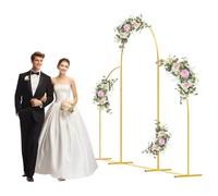 Ensemble de Supports d'arche en métal, 3 pièces, Cadre d'arche de Mariage Robuste pour Ballons, Grand écran de Fond décoratif pour fête d'anniversaire, fête prénuptiale, Remise de diplôme Dor